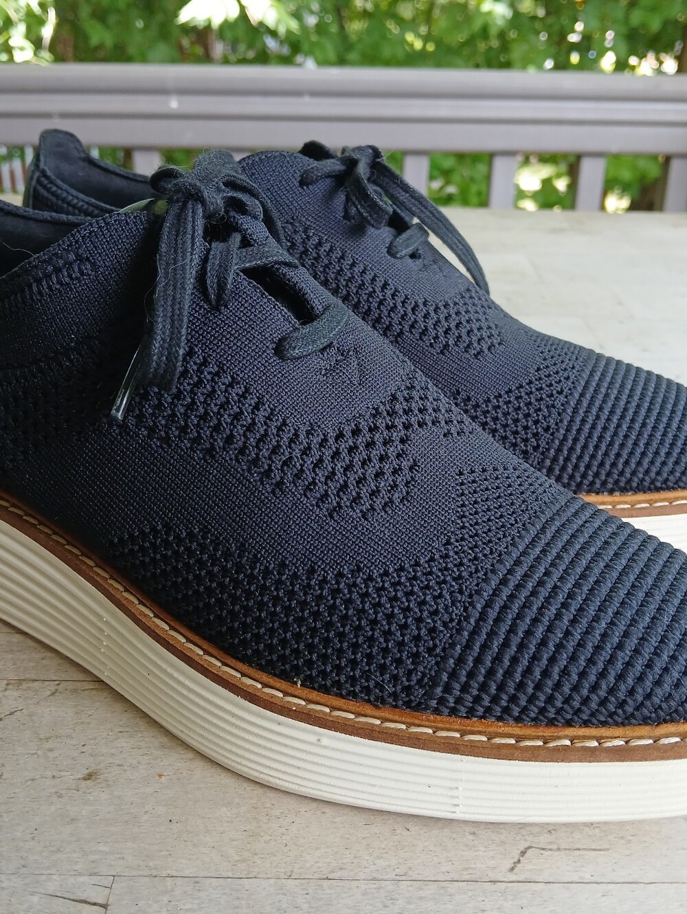 Women's Knit Lace-Up Casual Shoes - NAVY 9